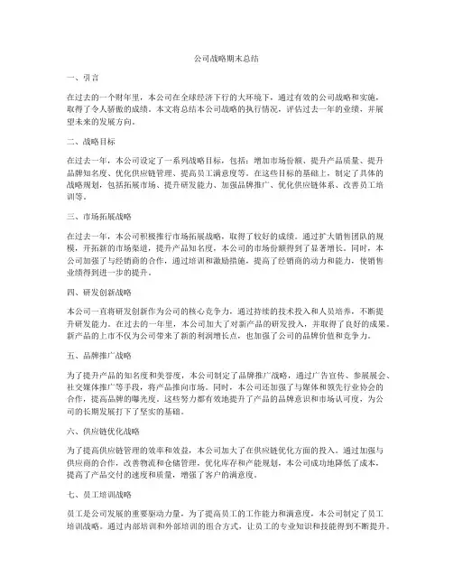 公司战略期末总结