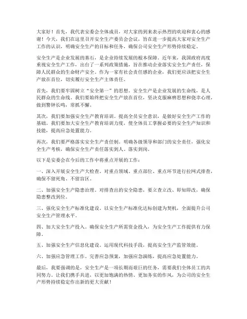 安委会领导发言稿优秀范文