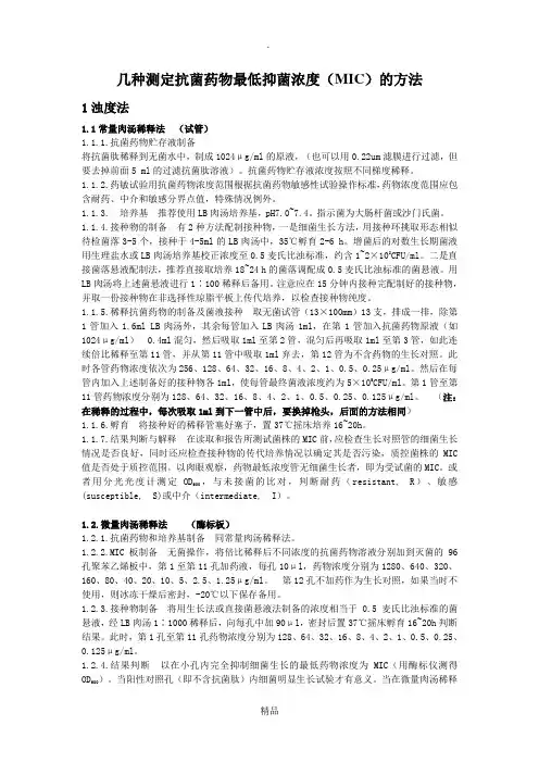 几种MIC的测定方法