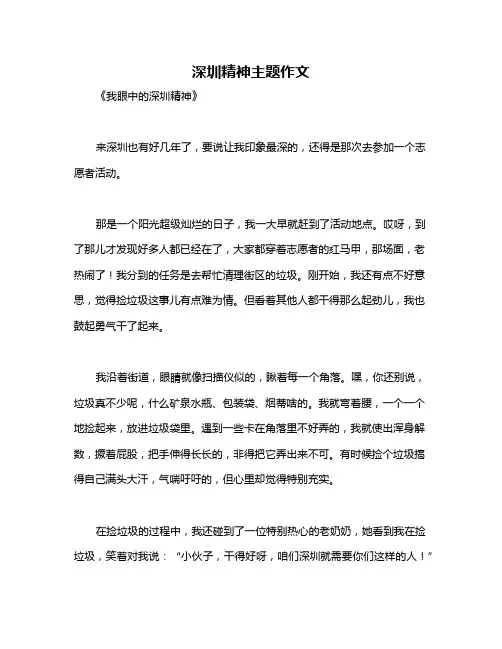 深圳精神主题作文