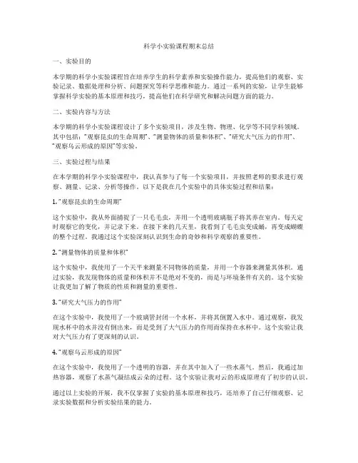 科学小实验课程期末总结