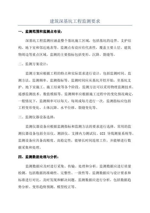 建筑深基坑工程监测要求
