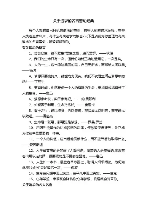 关于追求的名言警句经典