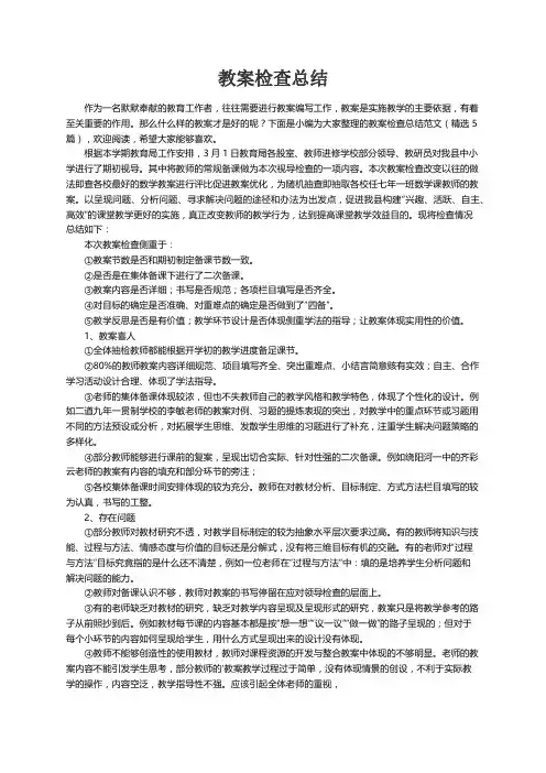 教案检查总结范文（精选5篇）