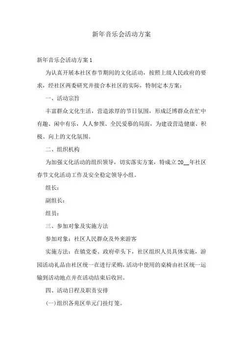 新年音乐会活动方案