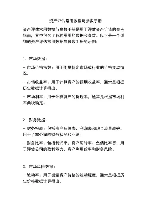 资产评估常用数据与参数手册