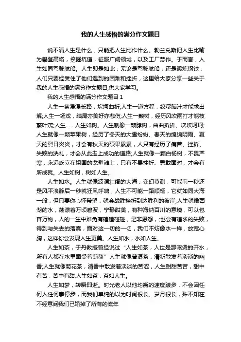 我的人生感悟的满分作文题目