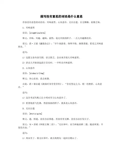描写没有意思的词语是什么意思