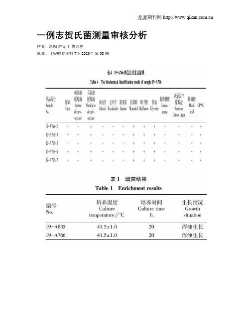 一例志贺氏菌测量审核分析