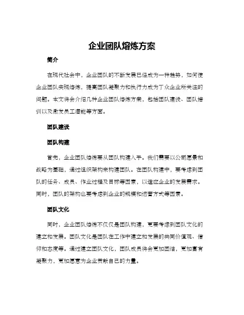 企业团队熔炼方案