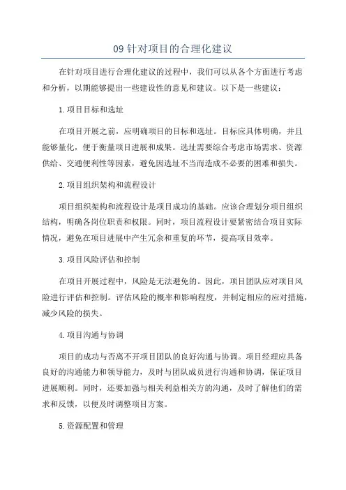 09针对项目的合理化建议