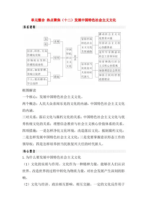 (浙江选考)2020版高考政治一轮复习讲义：文化生活单元整合热点聚焦(十二)发展中国特色社会主义文化讲义