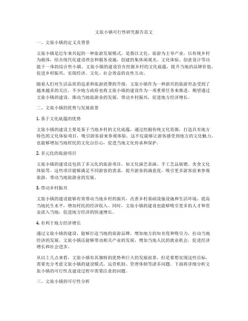 文旅小镇可行性研究报告范文