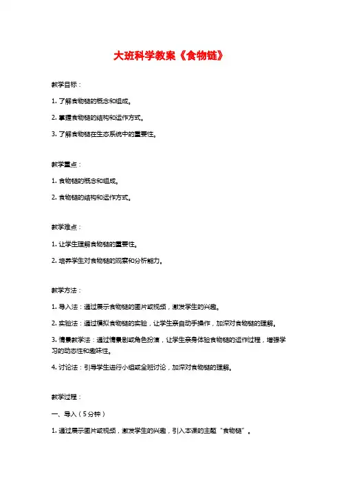 大班科学教案《食物链》
