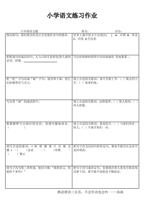 小学六年级语文拓展训练 (68)