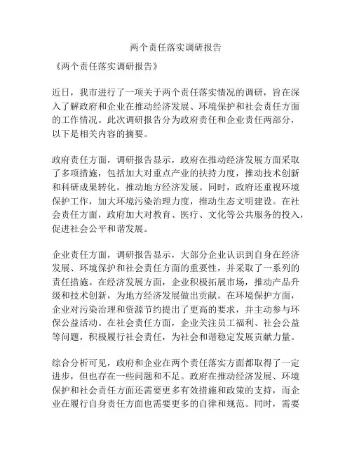 两个责任落实调研报告