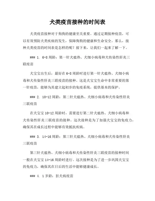 犬类疫苗接种的时间表