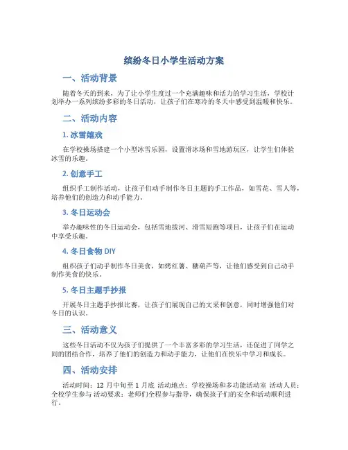 缤纷冬日小学生活动方案