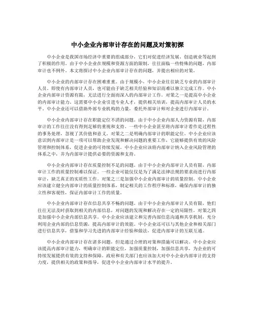 中小企业内部审计存在的问题及对策初探