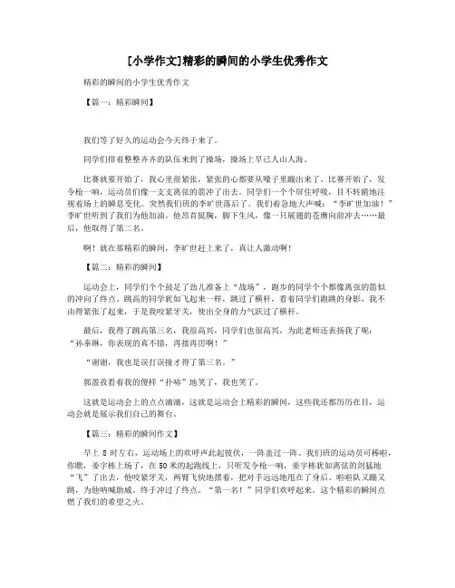 [小学作文]精彩的瞬间的小学生优秀作文