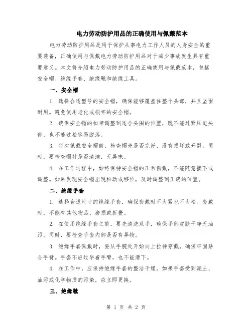 电力劳动防护用品的正确使用与佩戴范本