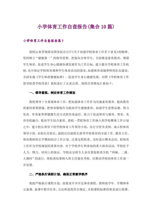 小学体育工作自查报告(集合10篇)
