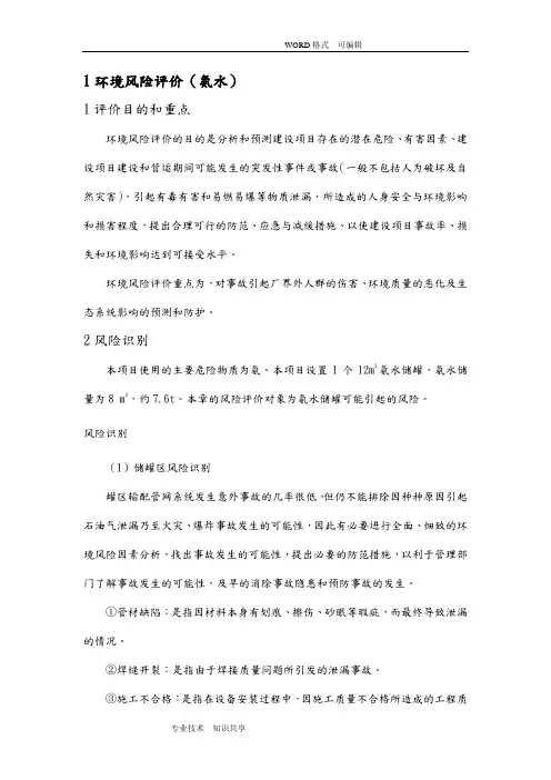 氨水__风险评价