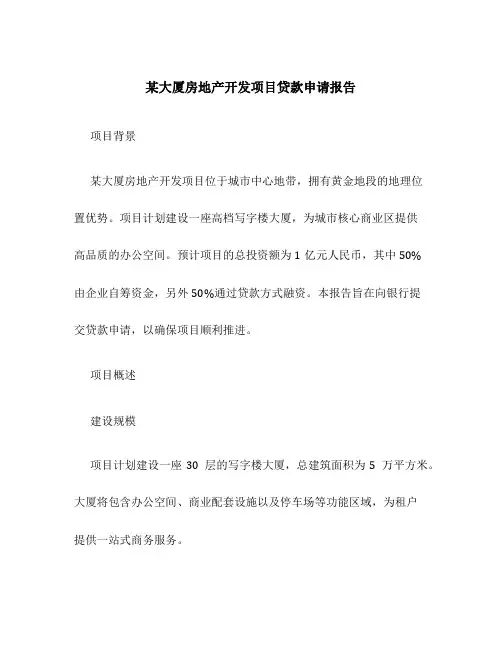 某大厦房地产开发项目贷款申请报告