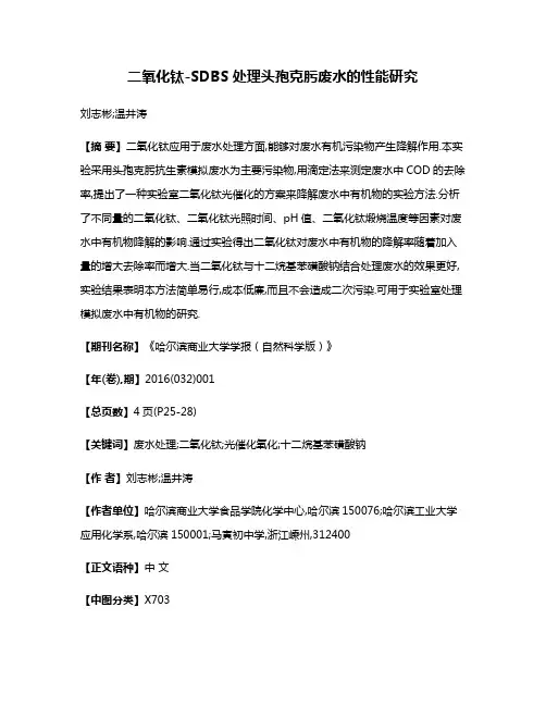 二氧化钛-SDBS处理头孢克肟废水的性能研究
