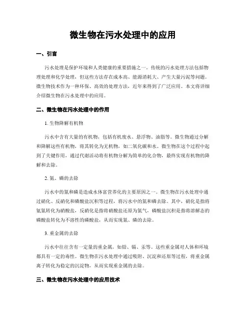 微生物在污水处理中的应用