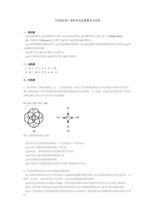 《智能控制》课程考试试题B参考答案