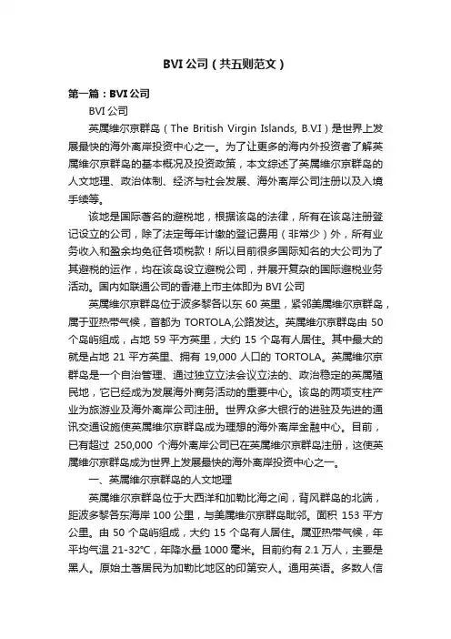 BVI公司（共五则范文）