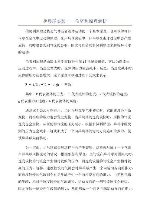 乒乓球实验——伯努利原理解析