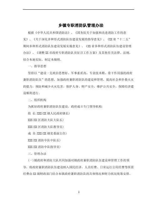 乡镇专职消防队管理办法