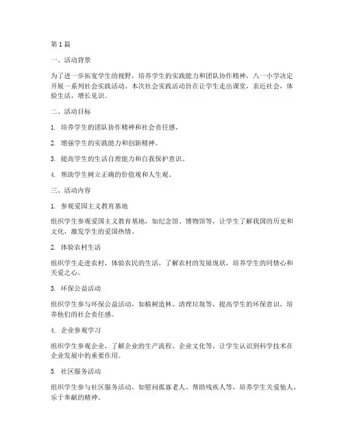 八一小学社会实践活动(3篇)