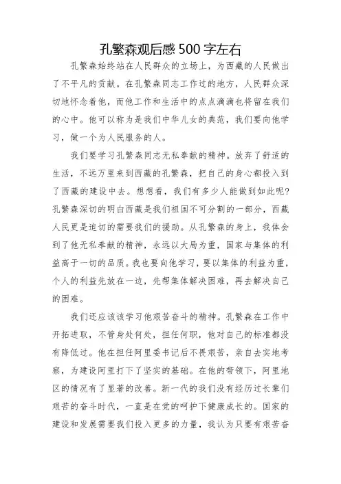孔繁森观后感500字左右
