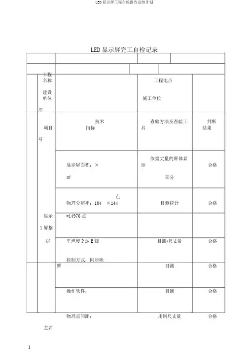 LED显示屏工程自检报告总结计划
