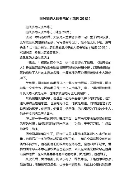 追风筝的人读书笔记（精选20篇）