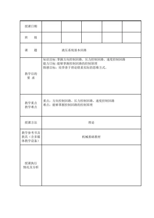 液压系统基本回路
