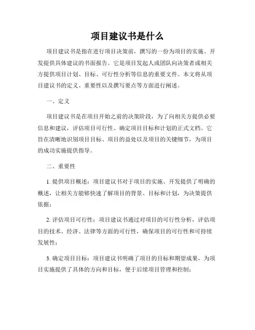项目建议书是什么 