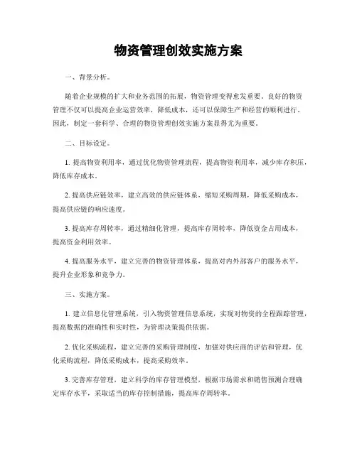 物资管理创效实施方案