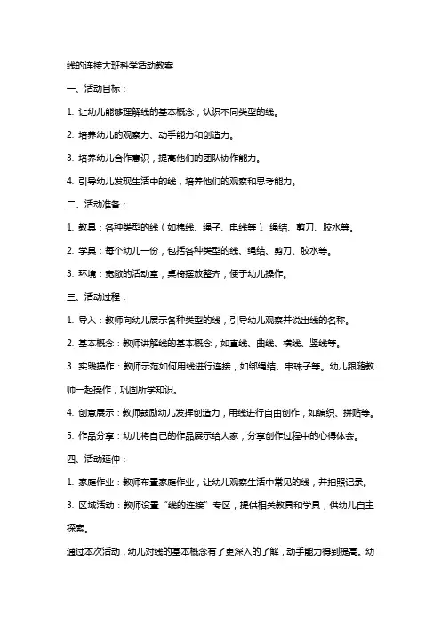 线的连接大班科学活动教案