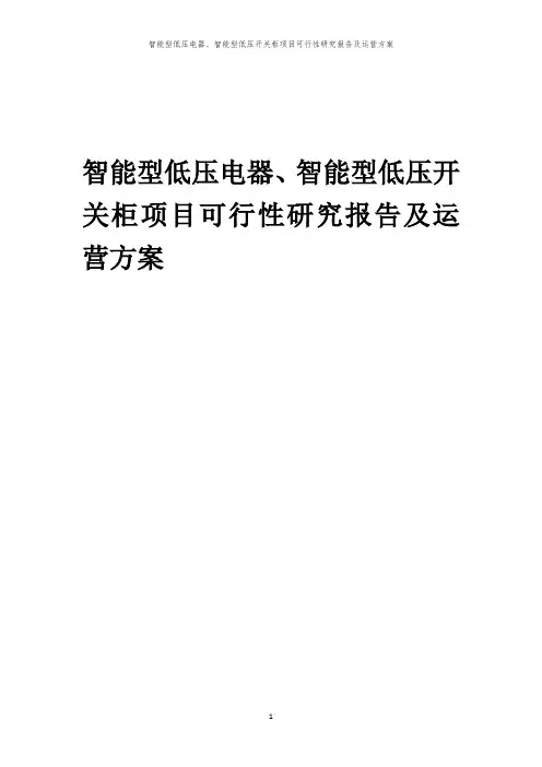 2024年智能型低压电器、智能型低压开关柜项目可行性研究报告及运营方案