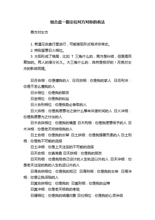 组合盘一眼定位对方对你的看法