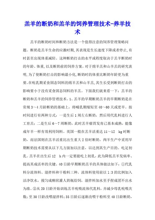 羔羊的断奶和羔羊的饲养管理技术 - 养羊技术