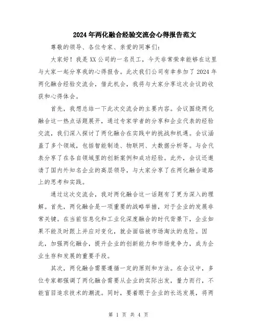 2024年两化融合经验交流会心得报告范文