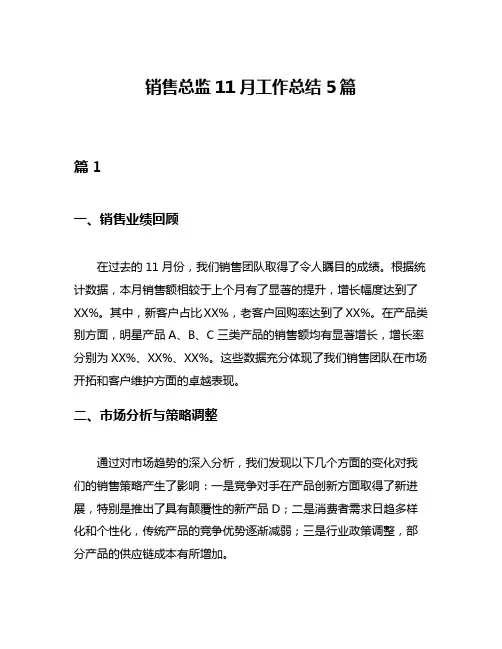 销售总监11月工作总结5篇