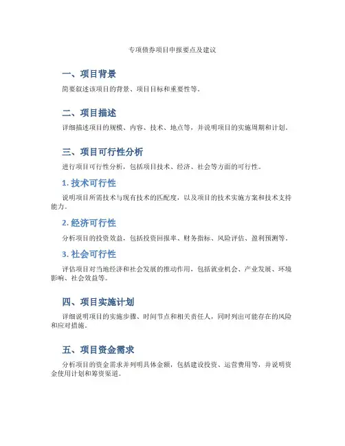 专项债券项目申报要点及建议