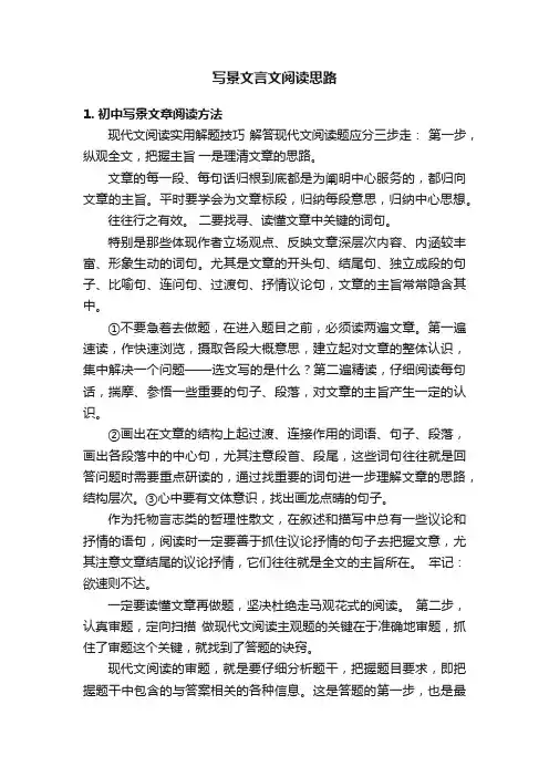 写景文言文阅读思路