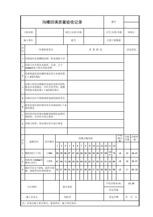 沟槽回填质量验收记录